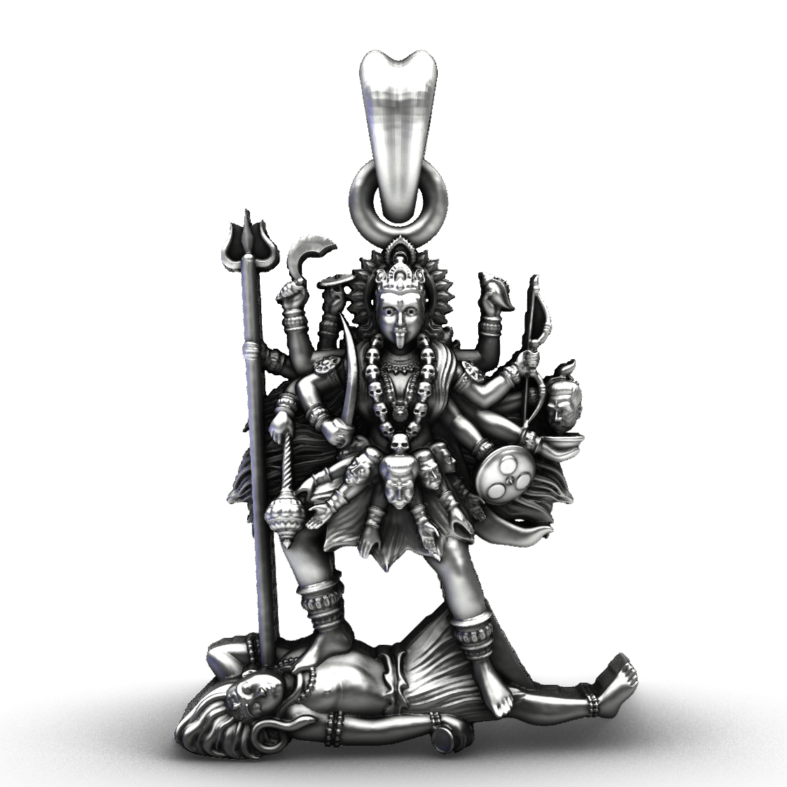Maa Kali over Lord Shiva 92.5 Sterling Silver Pendant