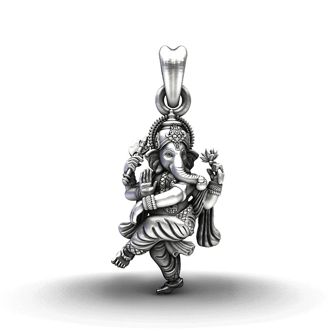 925 Sterling Silver Dancing Ganesha Pendant