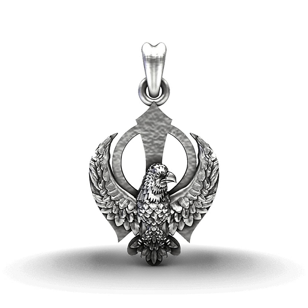 Majestic Eagle Guardian 92.5 Oxidised Silver Pendant