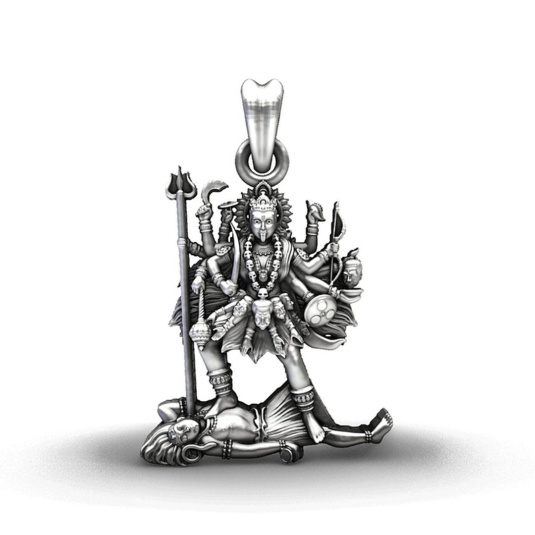 Maa Kali over Lord Shiva 92.5 Sterling Silver Pendant