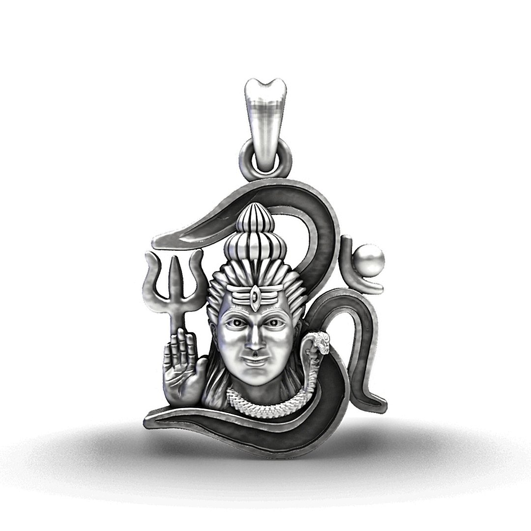 The Eternal Om Lord Shiva Oxidised Silver Spiritual Pendant