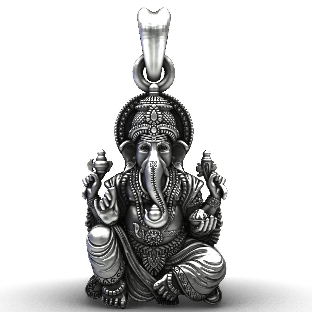 Ganesha Oxidised Silver Spiritual Protector Pendant