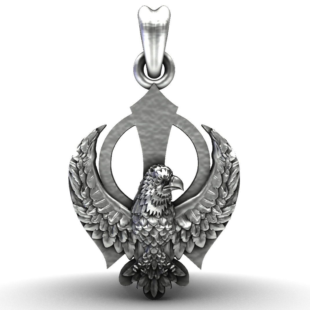 Majestic Eagle Guardian 92.5 Oxidised Silver Pendant
