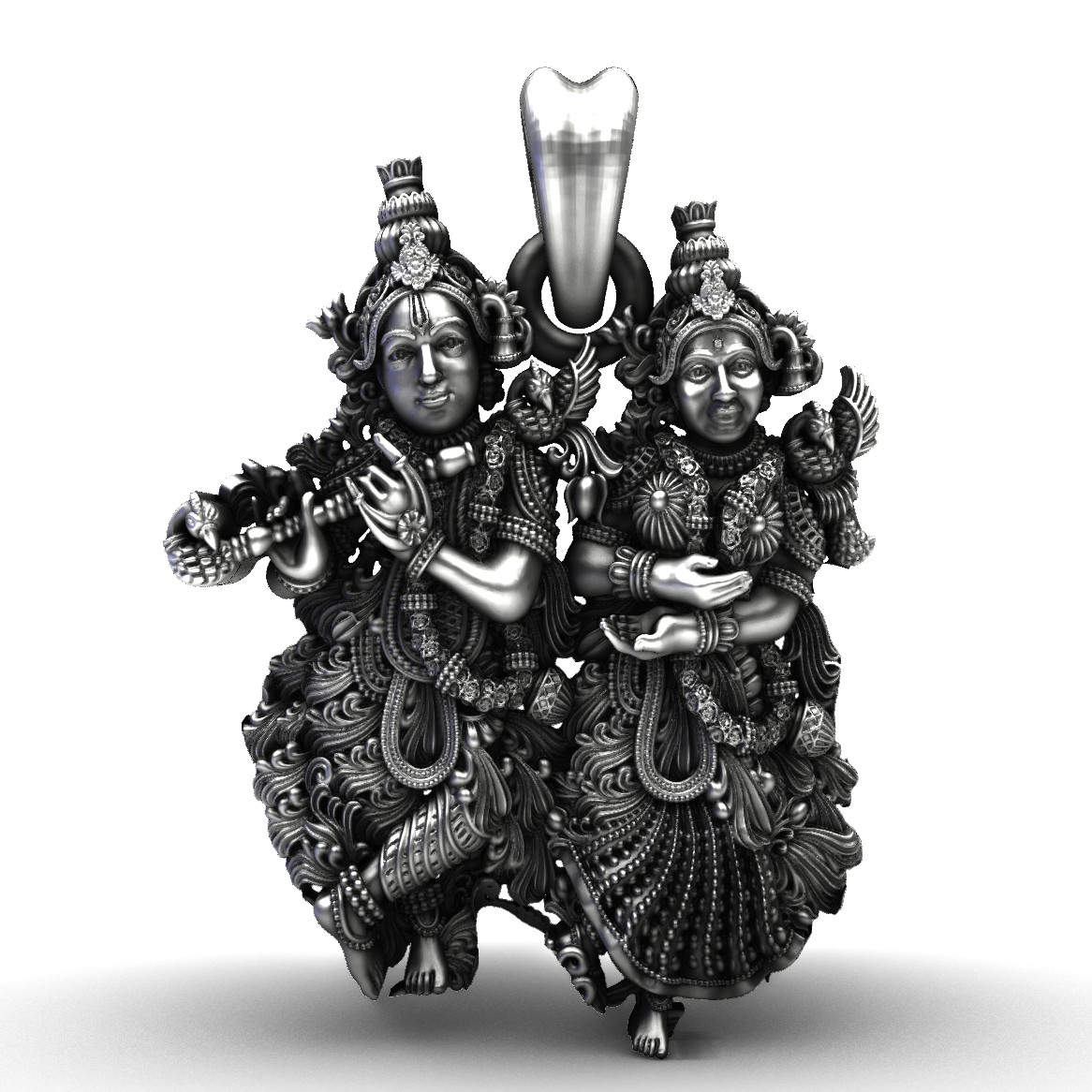 Sterling 92.5 Silver Radha Krishna Spiritual Pendant