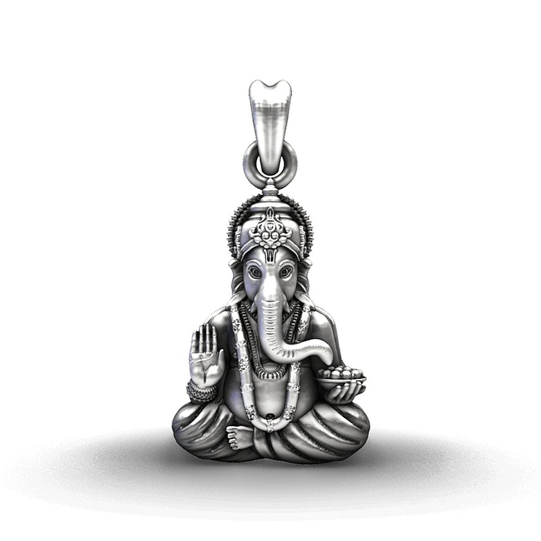 Lord Ganesha Blessing 92.5 Sterling Silver Pendant