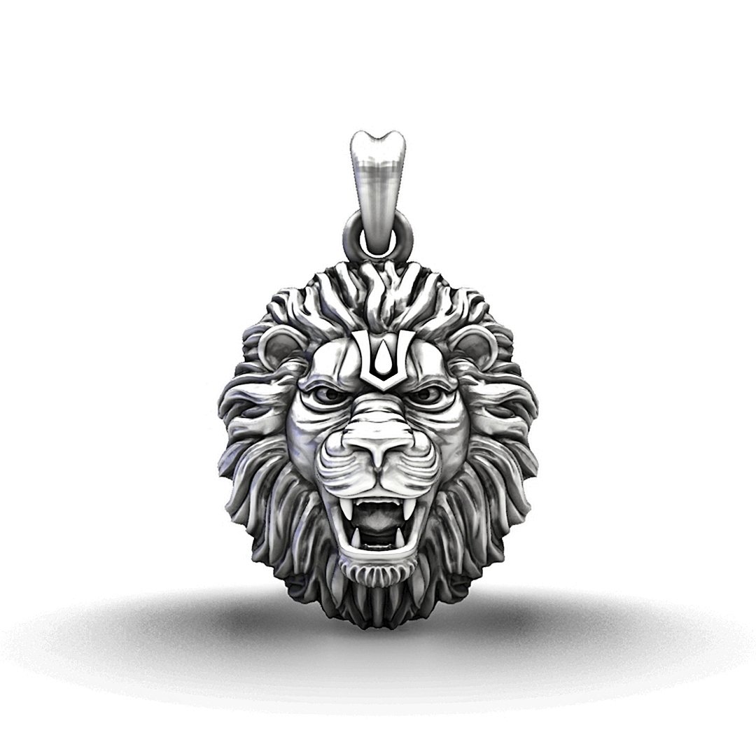 Narasimha Inspired Roaring Lion 925 Silver Spiritual Pendant