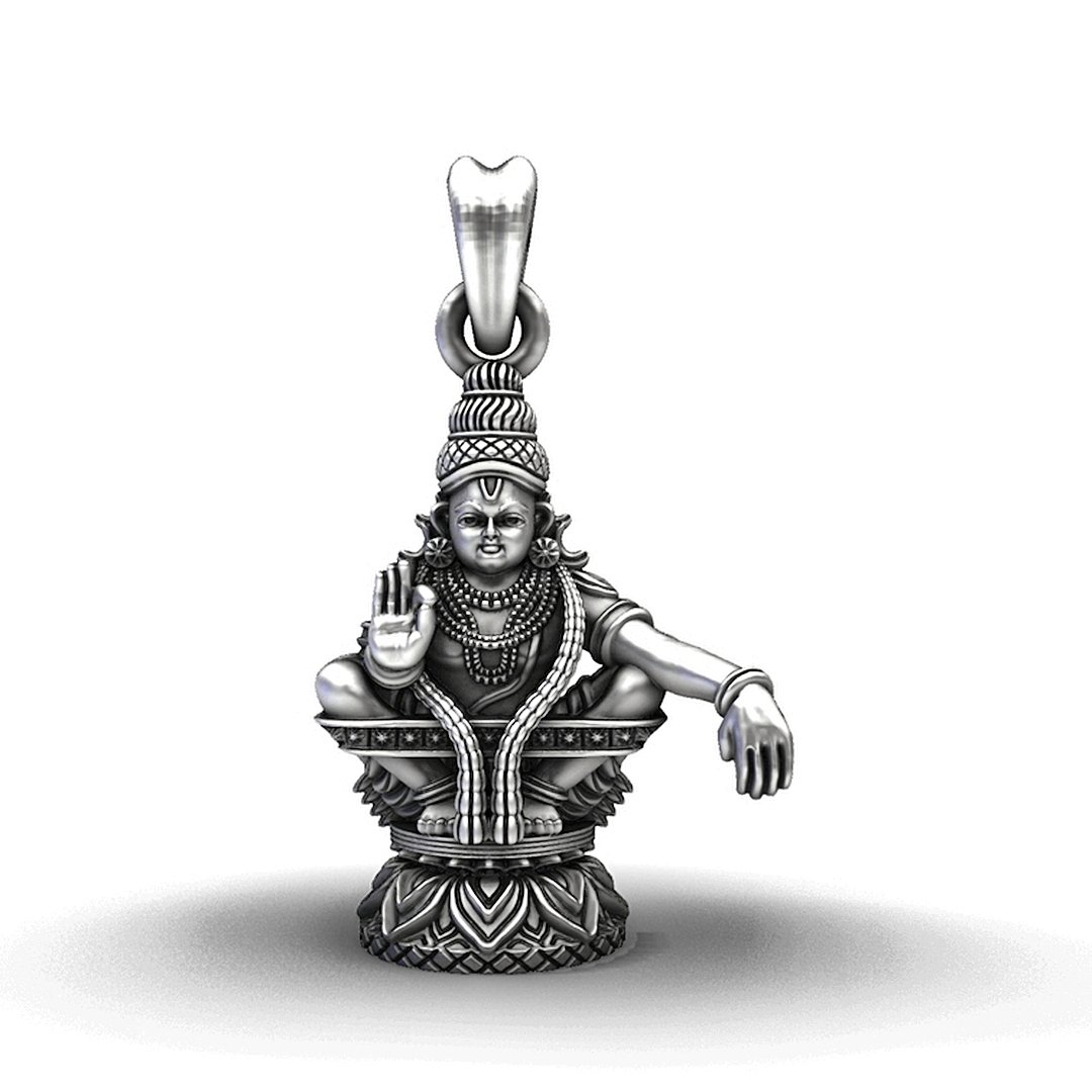 Lord Ayyappa 925 Silver Meditative Pendant