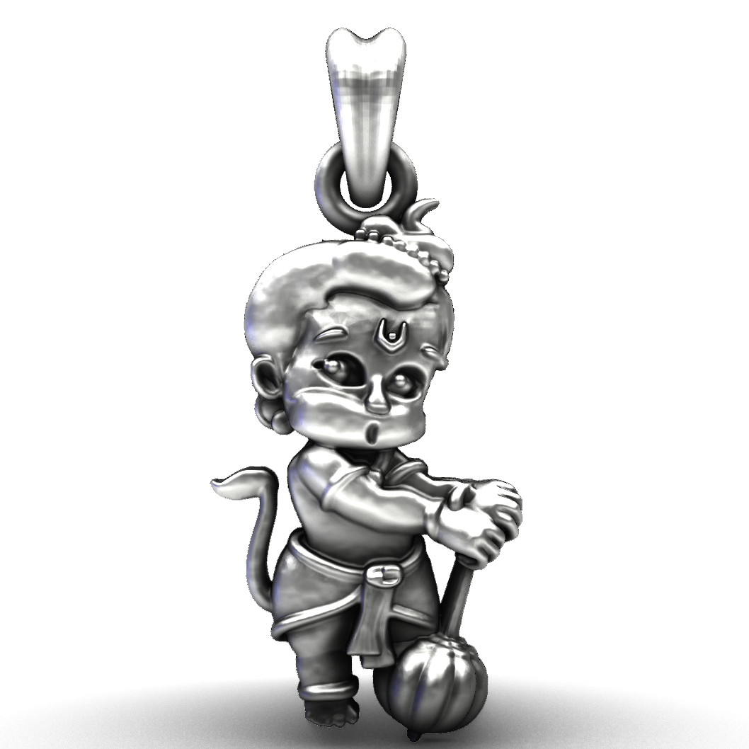 Bal Hanuman 92.5 Sterling Silver Little Warrior Pendant