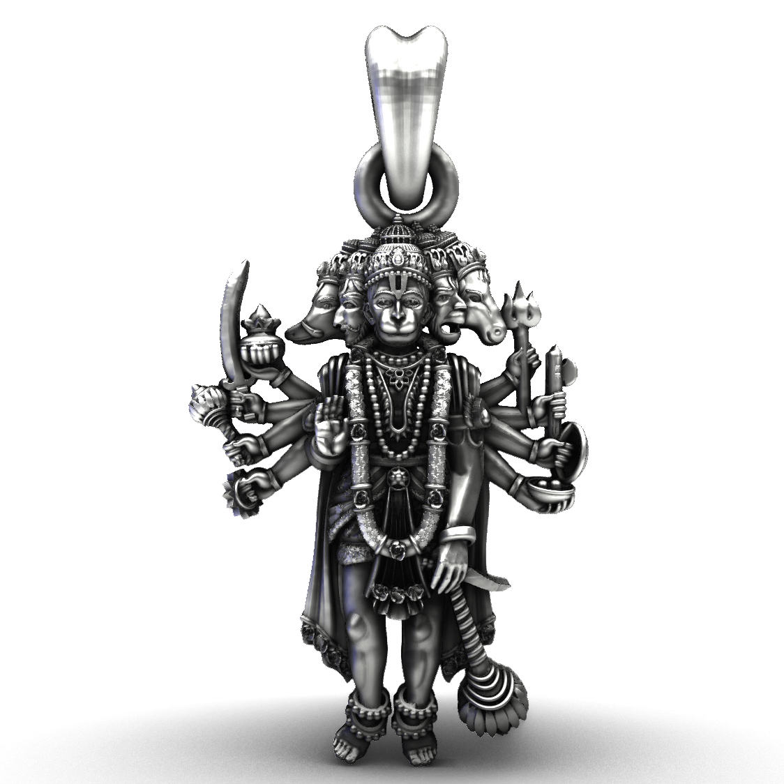 Panchmukhi Hanuman 925 Silver Pendant