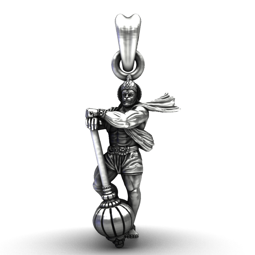 925 Sterling Silver Standing Hanuman Ji Pendant