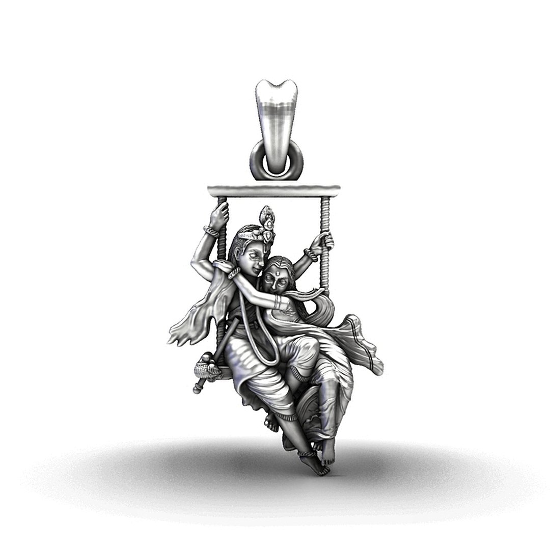 Handcrafted 92.5 Sterling Silver Radha Krishna Swing Pendant