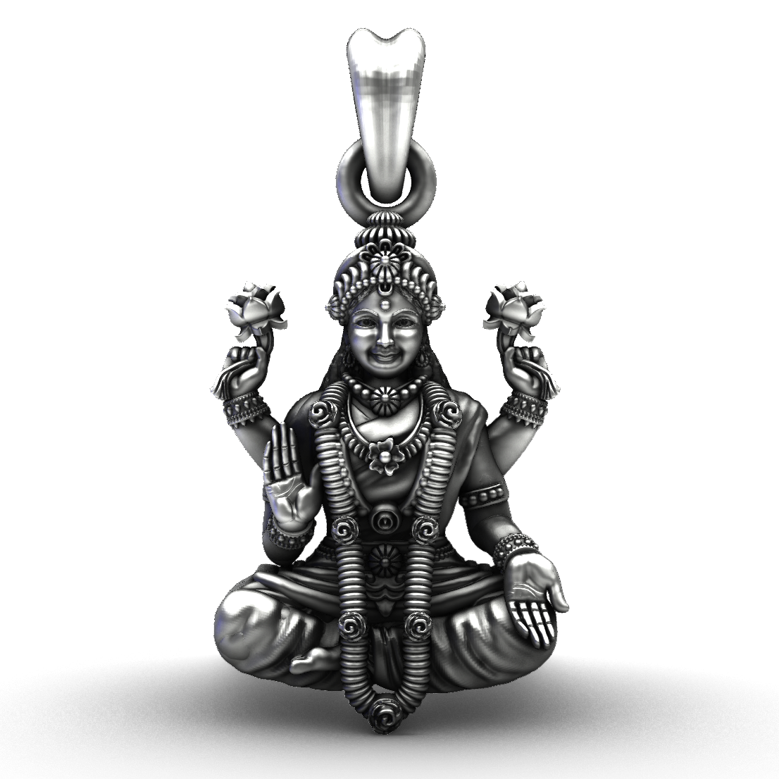 925 Sterling Silver Seated Maa Durga Pendant