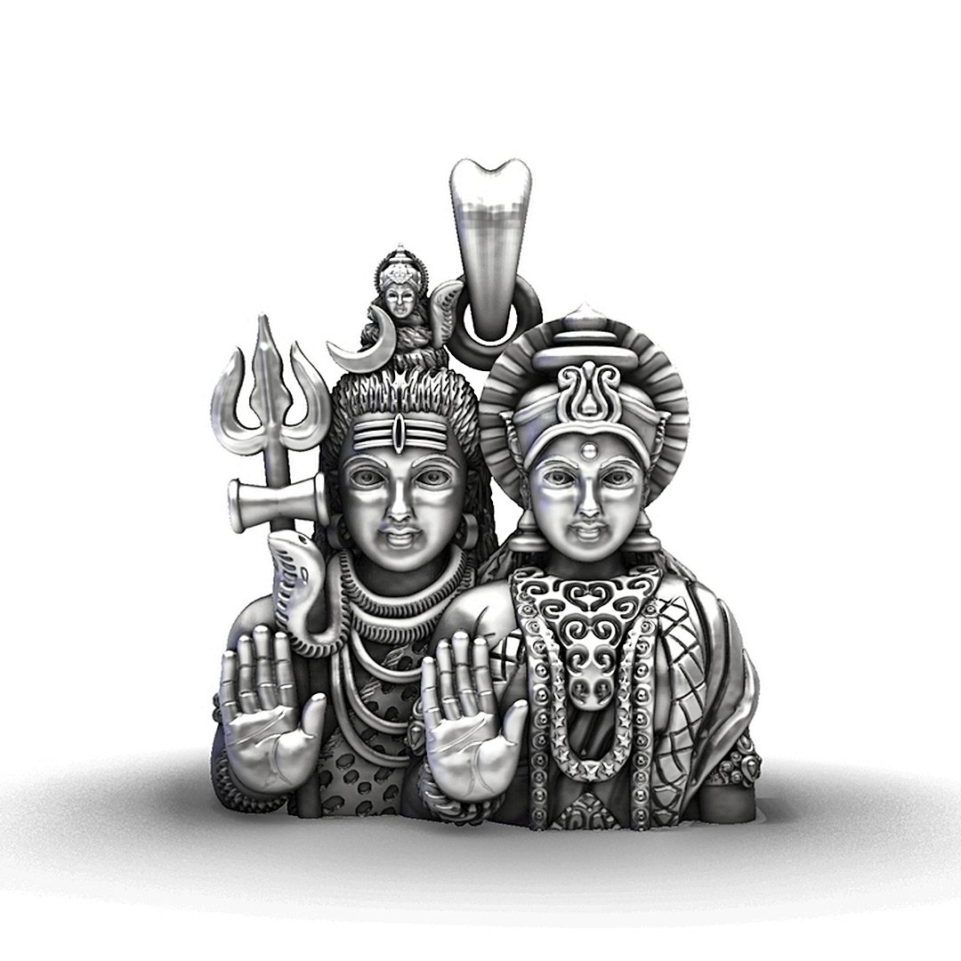 925 Sterling Silver Shiv Parvati Pendant