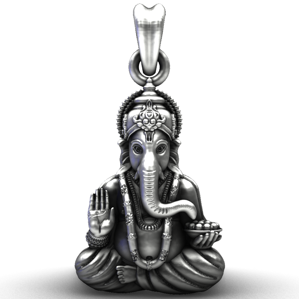 Lord Ganesha Blessing 92.5 Sterling Silver Pendant