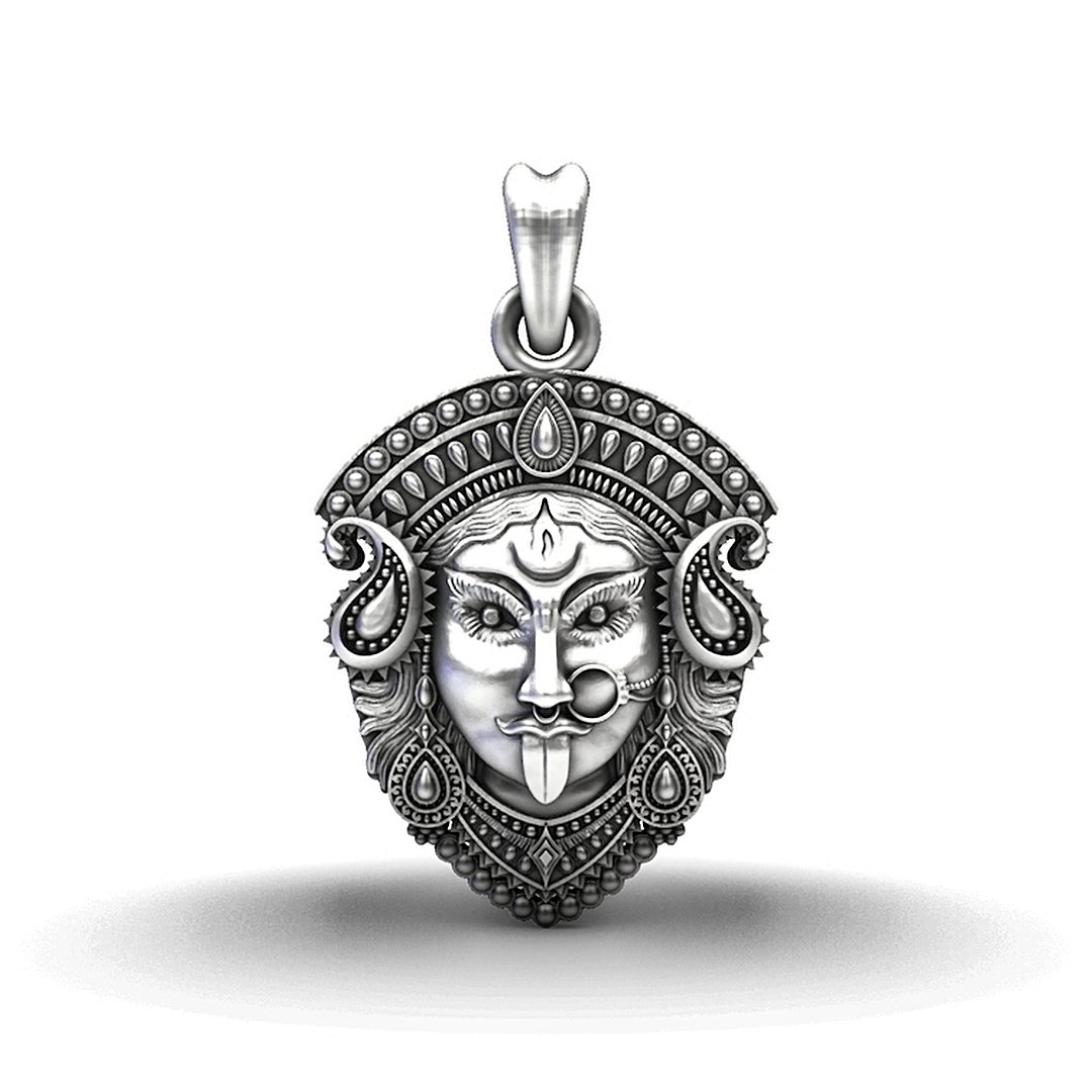 Maa Kali Face Silver Plated Pendant