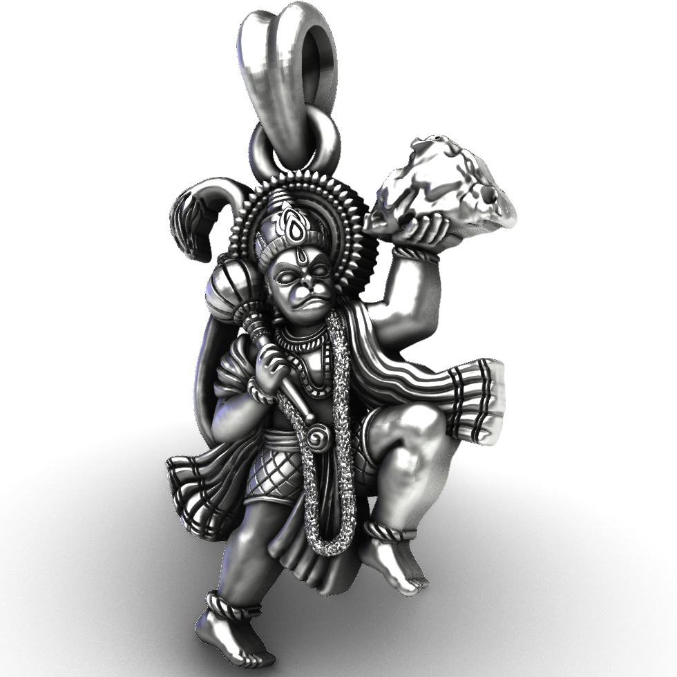925 Sterling Silver Hanuman Ji Pendant