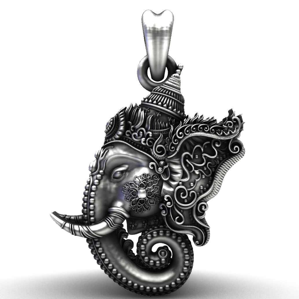 Vighnaharta 92.5 Sterling Silver Ornate Ganesha Pendant