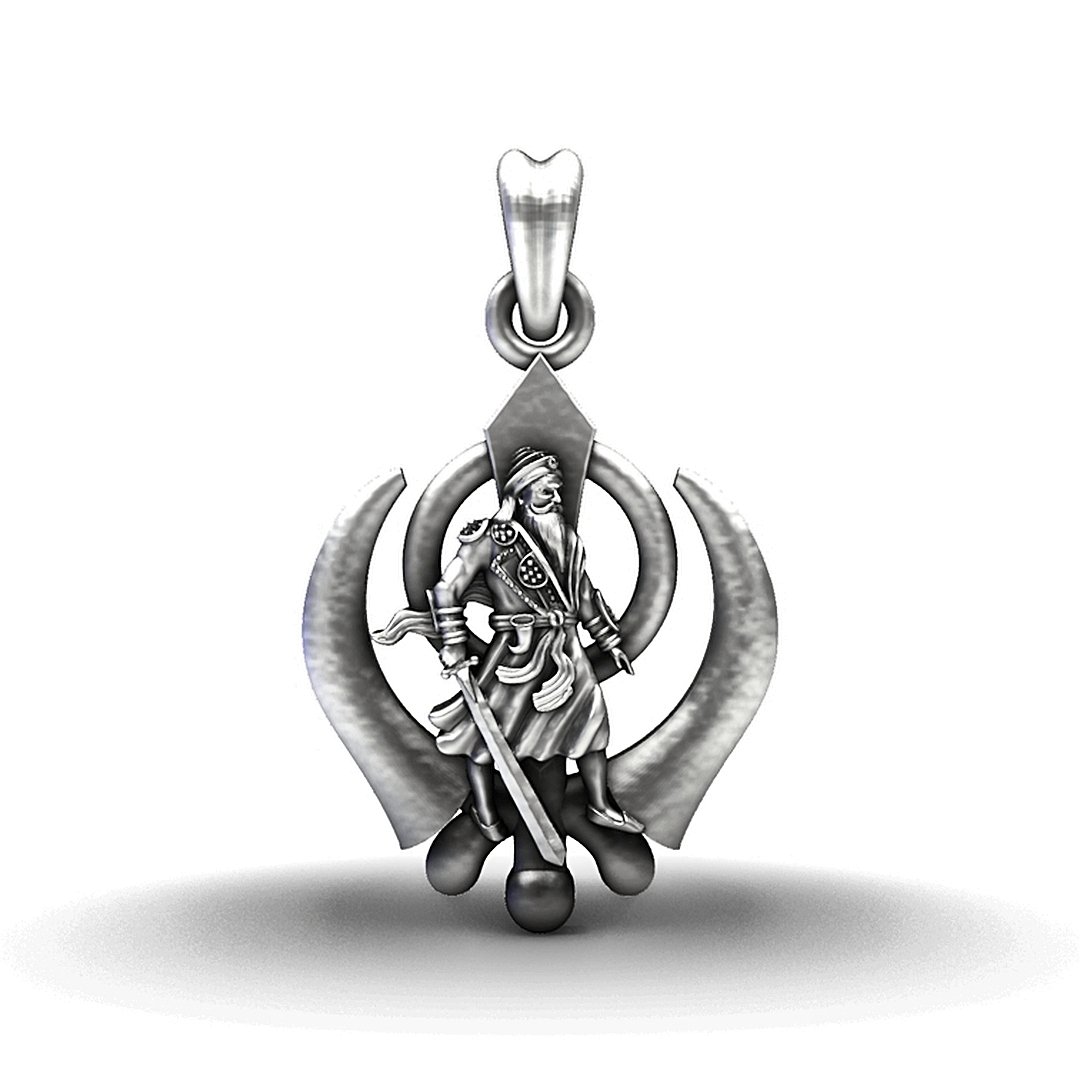 The Brave Warrior Khanda Inspired Silver Pendant