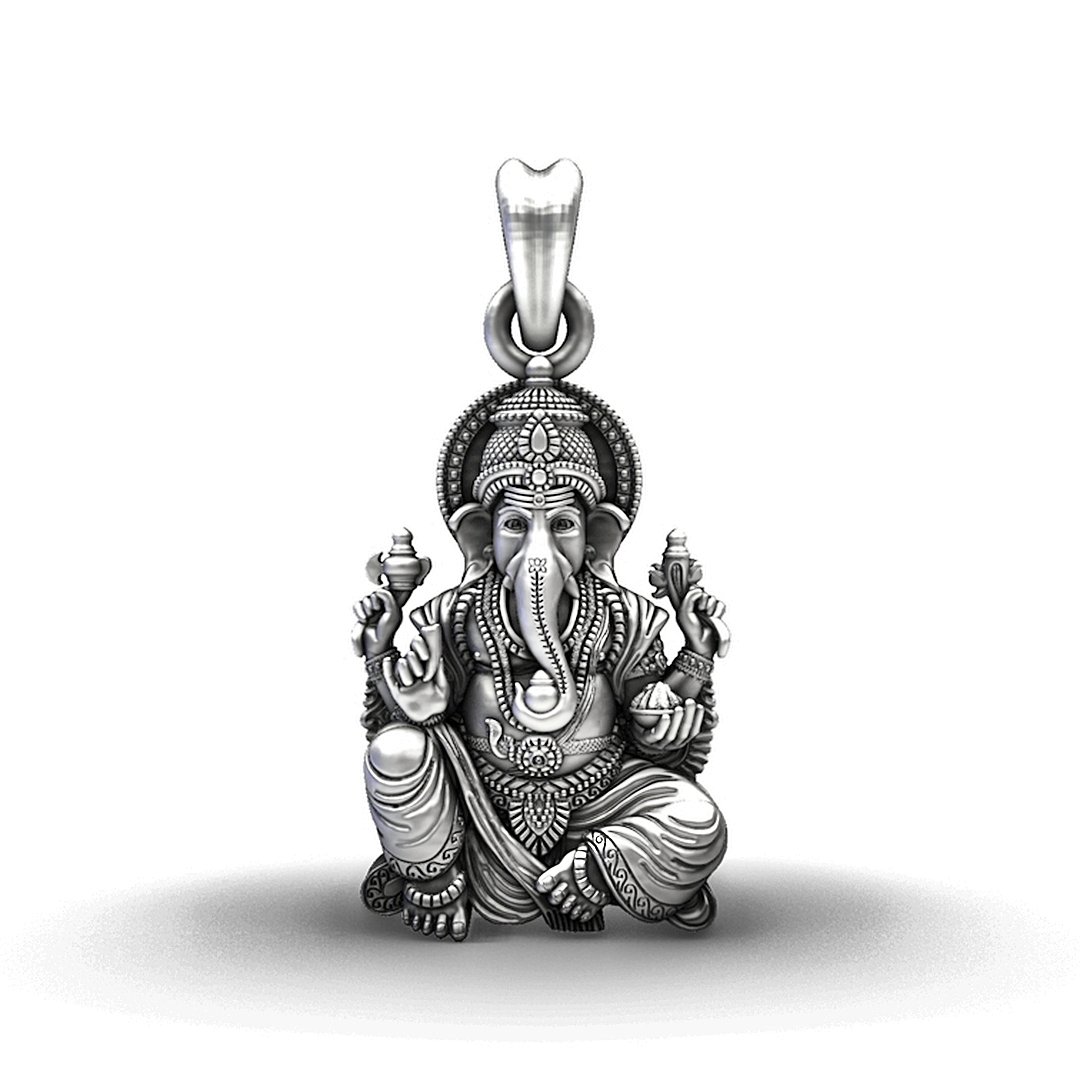 Ganesha Oxidised Silver Spiritual Protector Pendant