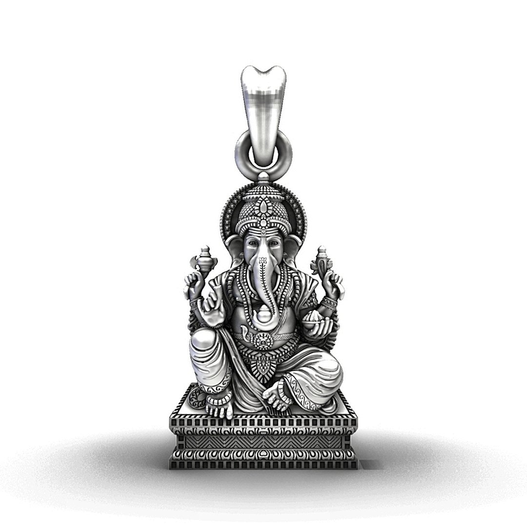 Majestic Seated Ganesha 92.5 Sterling Silver Pendant