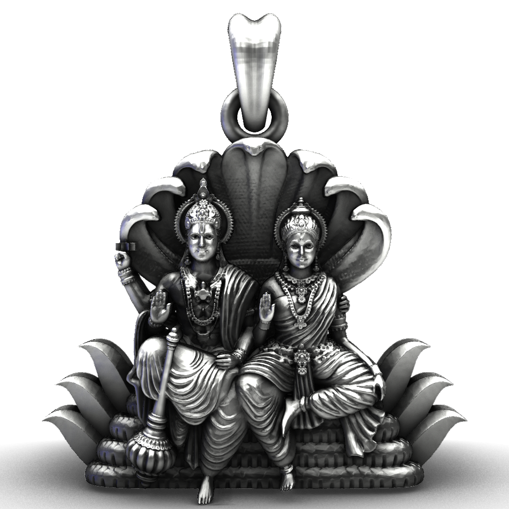 Lakshmi Narayana on Sheshanaga Oxidised Silver Pendant