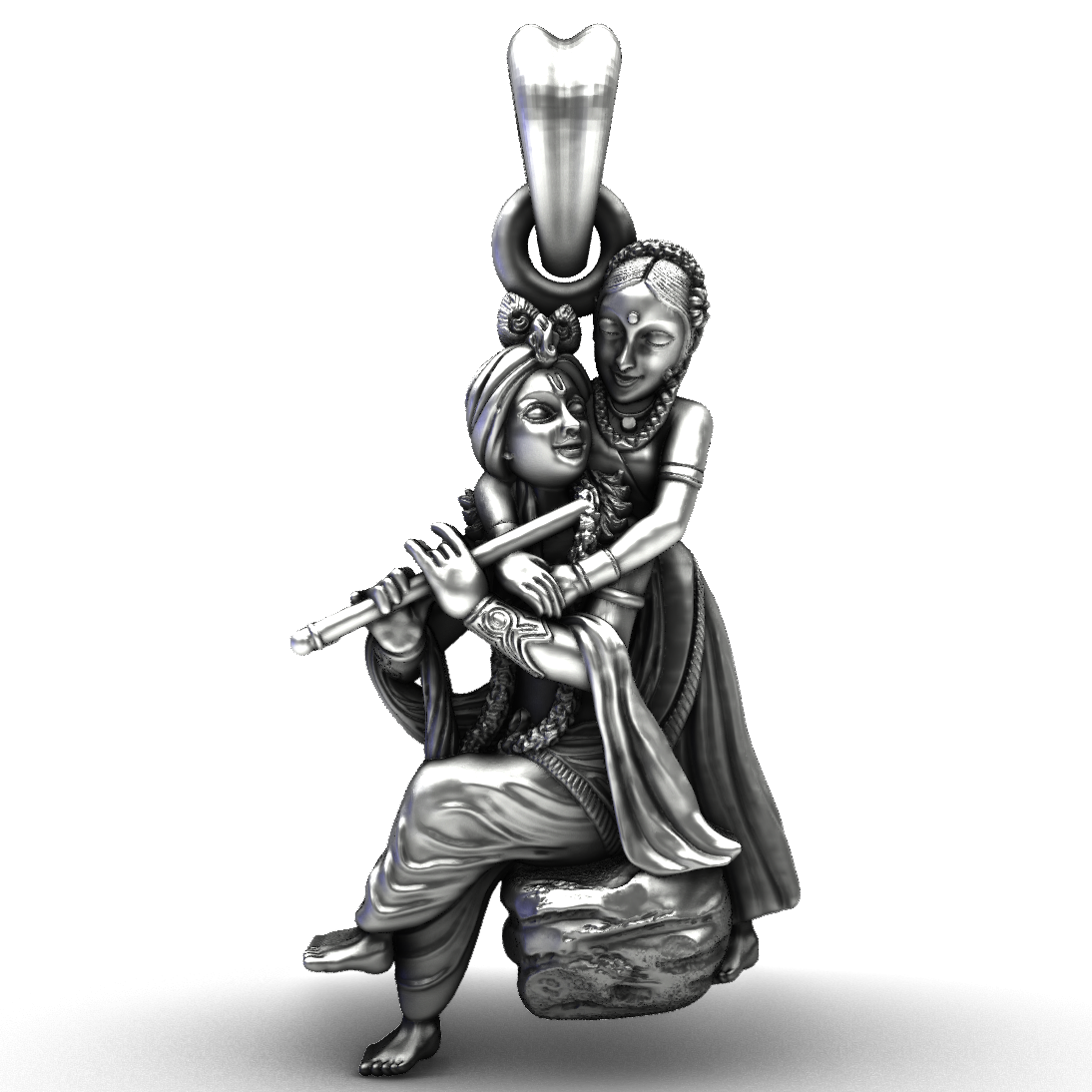 Radha Krishna 925 Silver Flute Pendant