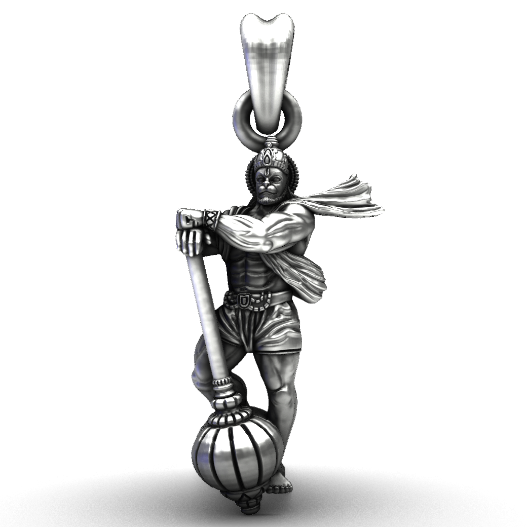 Sankat Mochan Handcrafted 925 Sterling Silver Hanuman Pendant