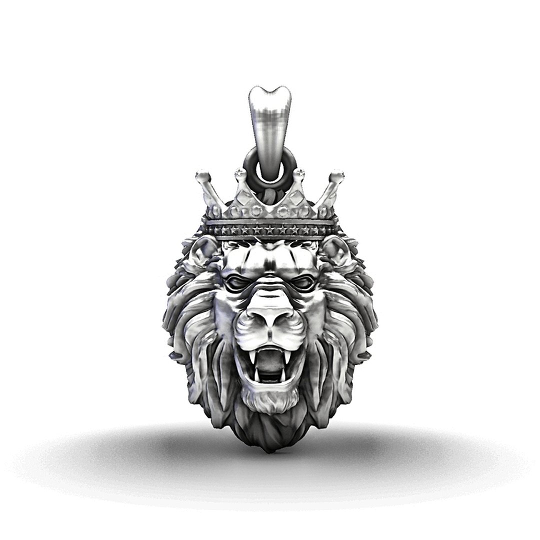 Regal Lion King Oxidised Jewellery Silver Pendant
