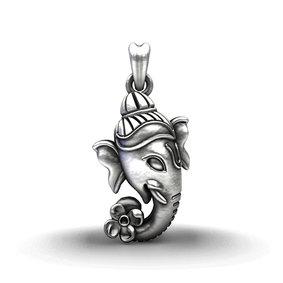 925 Sterling Silver Ganesha Face Pendant