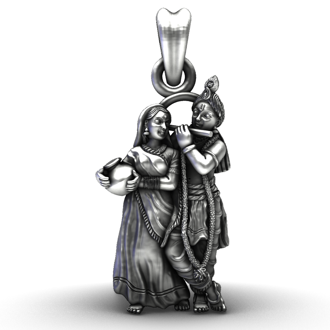 Handcrafted 925 Sterling Silver Radha Krishna Pendant