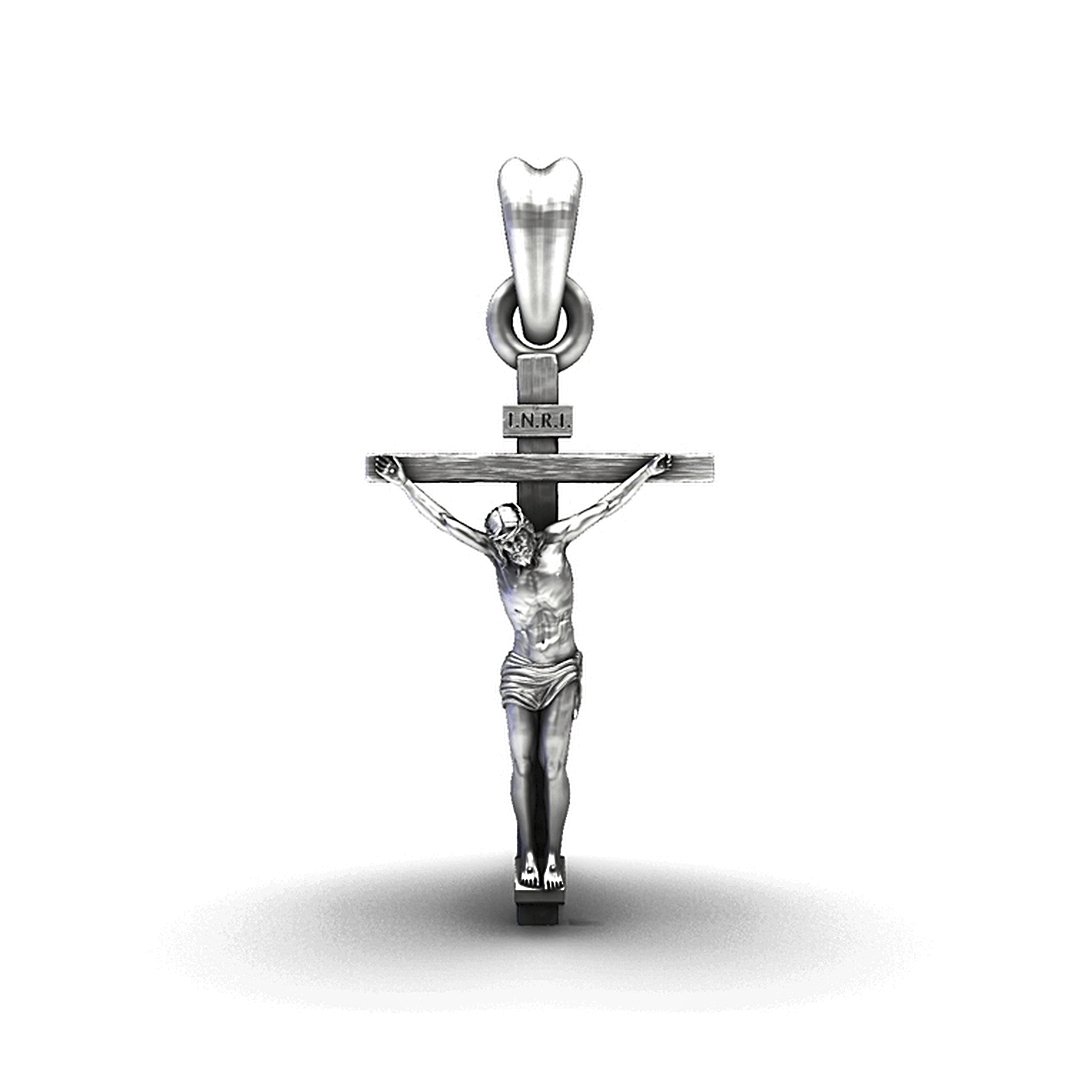 Sacred Jesus Crucifix Oxidised Pure Silver Pendant