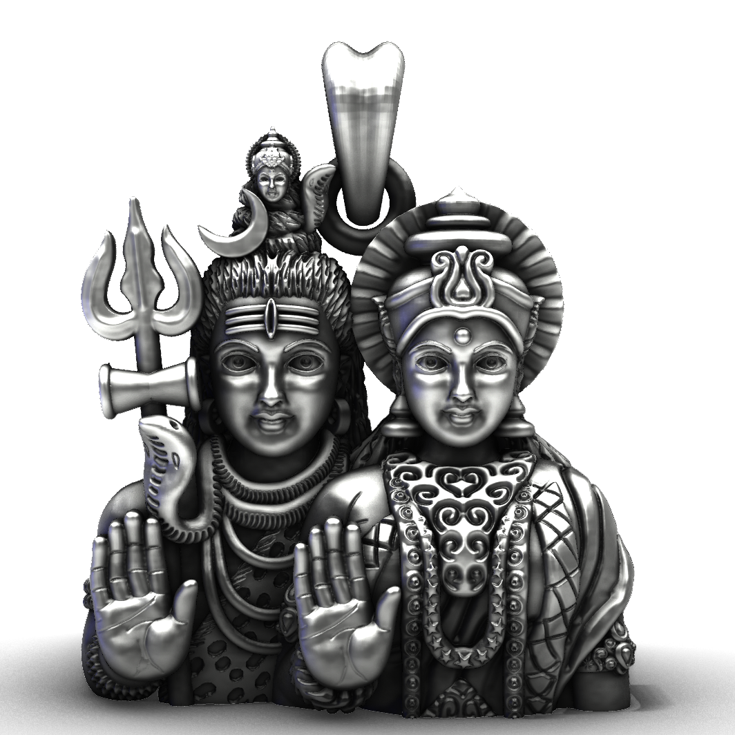 925 Sterling Silver Shiv Parvati Pendant