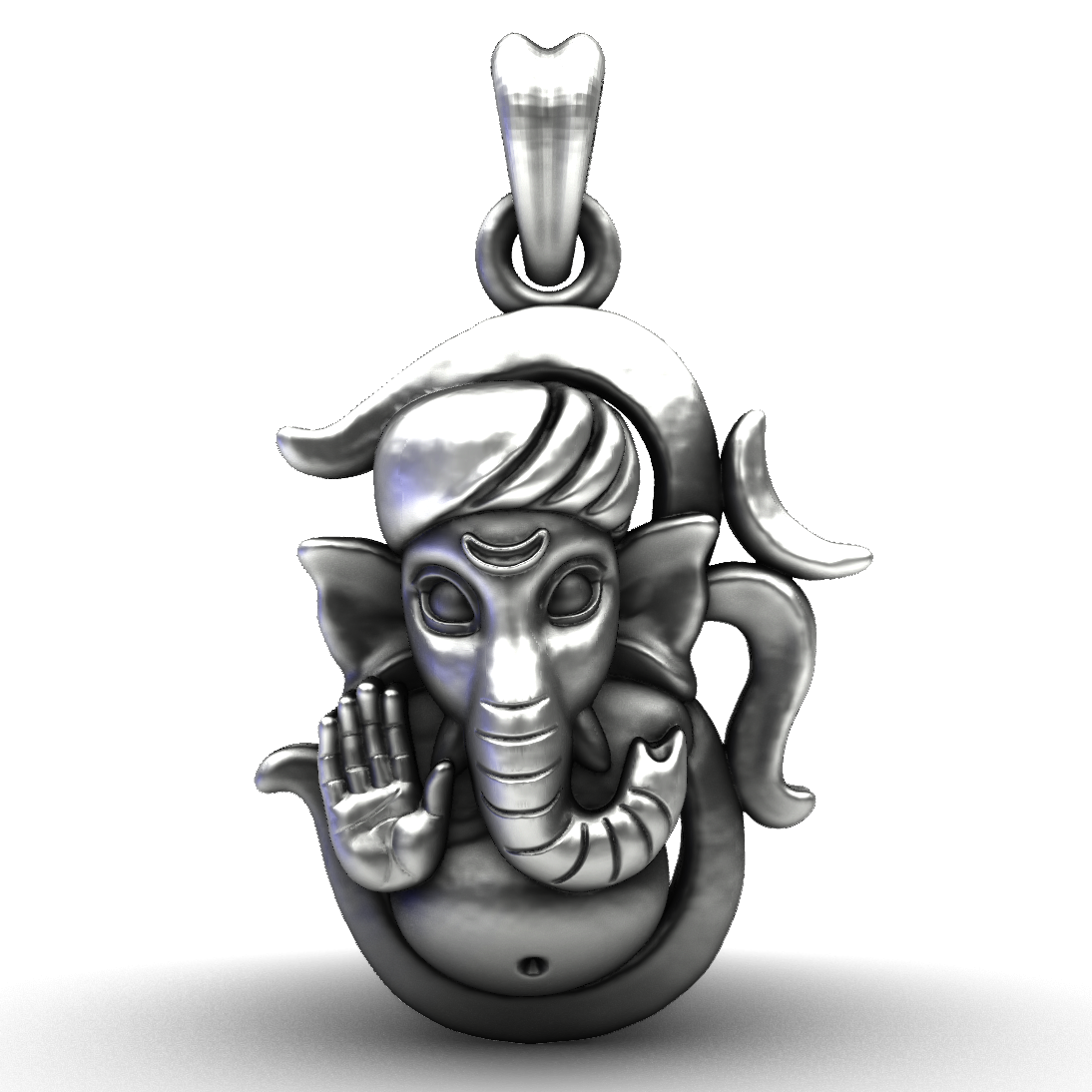 92.5 Silver Om Ganesha Pendant with Turban Detail