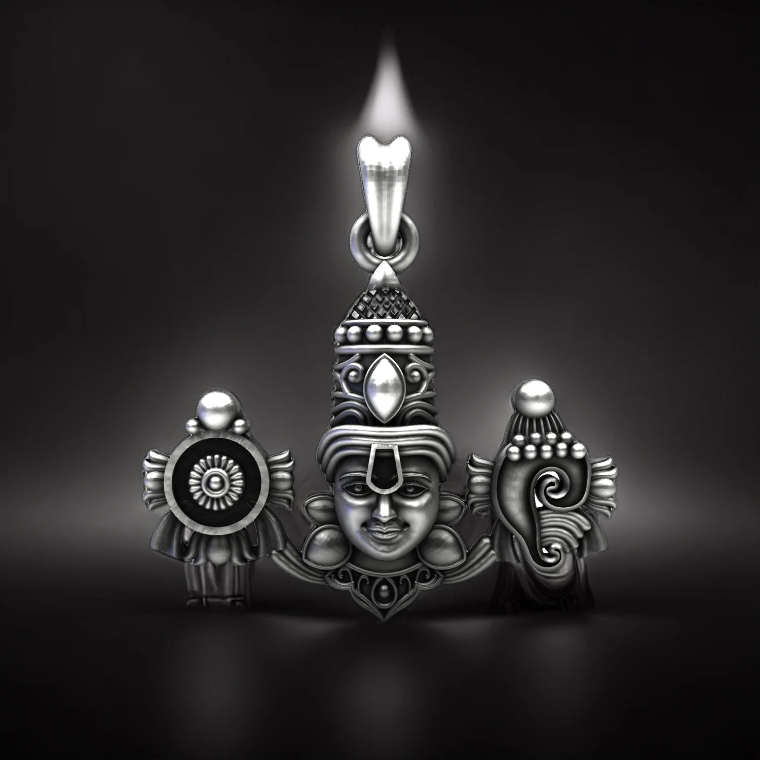 Venkateswara 925 Sterling Silver Pendant with Shankh & Chakra