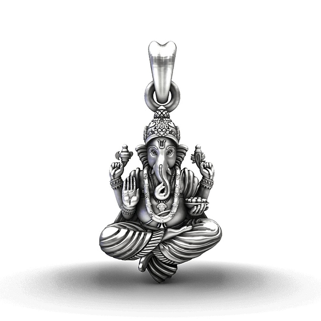 Divine 925 Sterling Ganesha Pendant - Silver