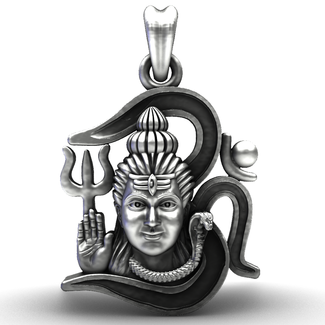 The Eternal Om Lord Shiva Oxidised Silver Spiritual Pendant