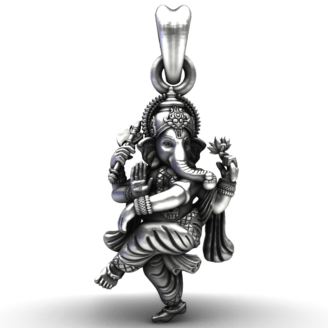 925 Sterling Silver Dancing Ganesha Pendant