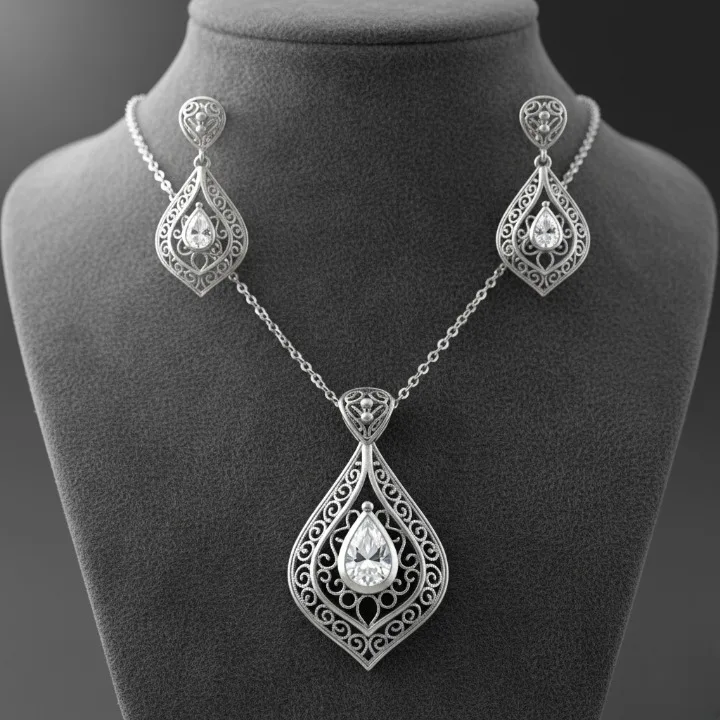 Beautiful Silver Chain Locket with Earring