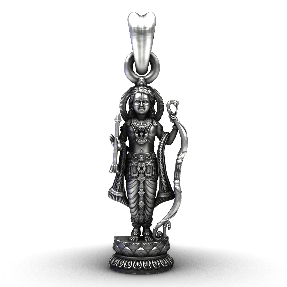 Maryada Purushottam: 925 Sterling Silver Lord Ram Pendant