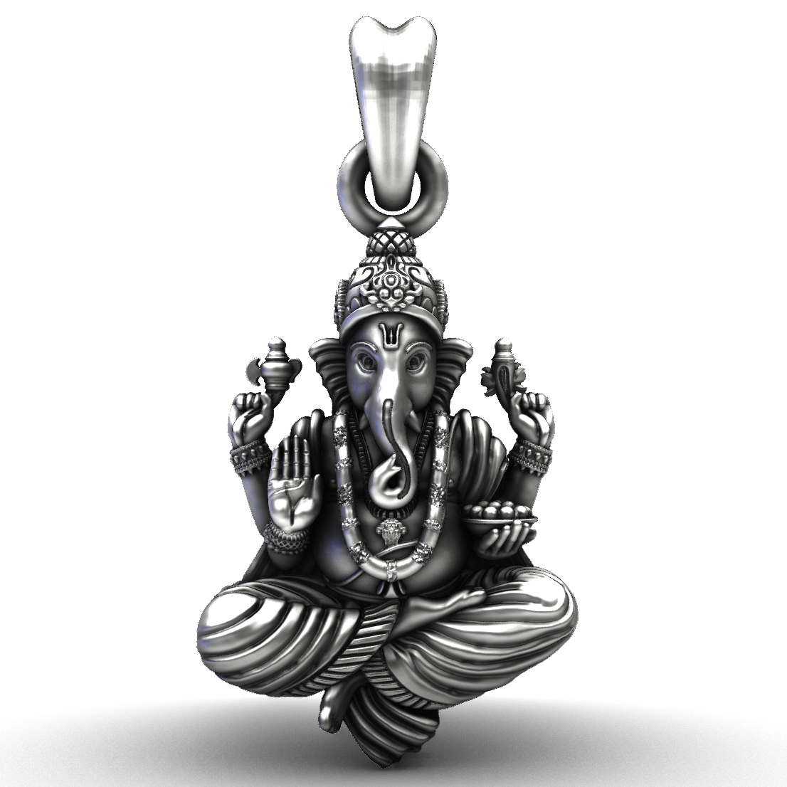 Divine 925 Sterling Ganesha Pendant - Silver