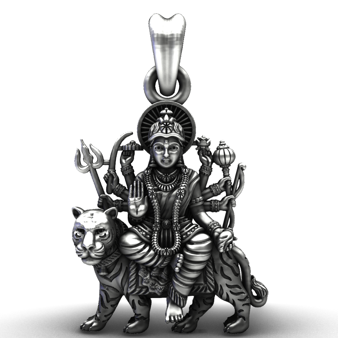 925 Sterling Silver Maa Durga Pendant