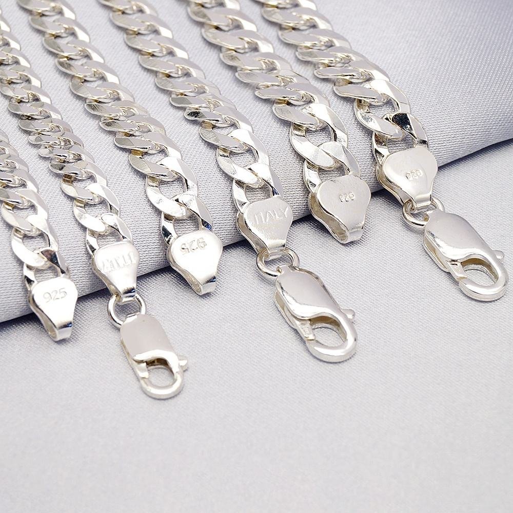 Wholesale Hot Selling Real 925 Solid Silver 4/5/6/7/8mm Cuban Chain Necklace Fashion Hip Hop Jewelry