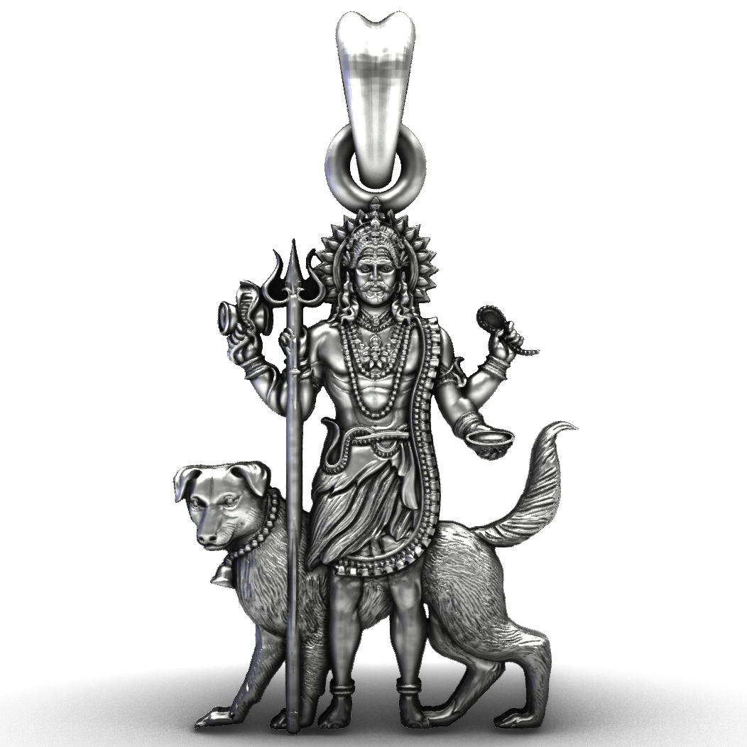 Lord Bhairava with Vahana 92.5 Silver Pendant