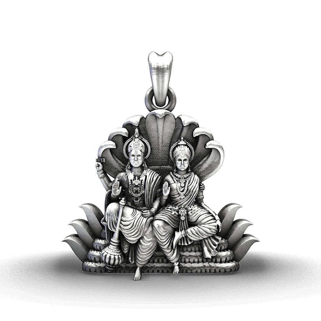 Lakshmi Narayana on Sheshanaga Oxidised Silver Pendant