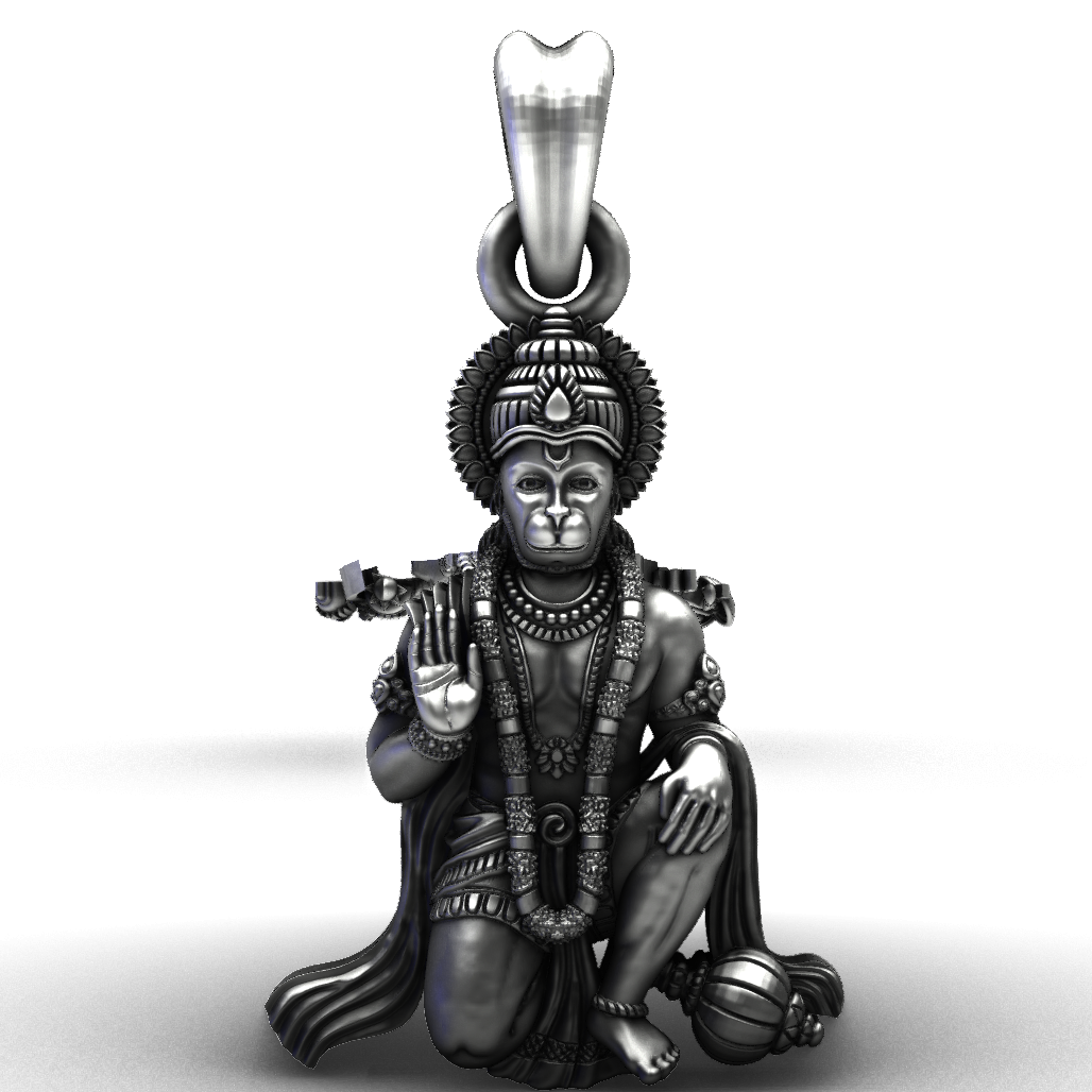 925 Sterling Silver Kneeling Hanuman Ji Pendant