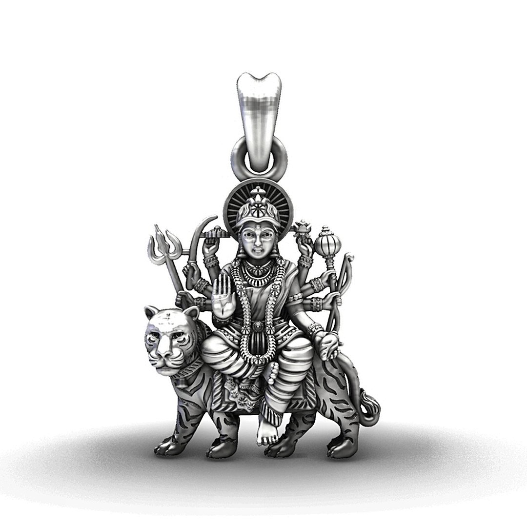 Divine Maa Durga 925 Sterling Silver Pendant