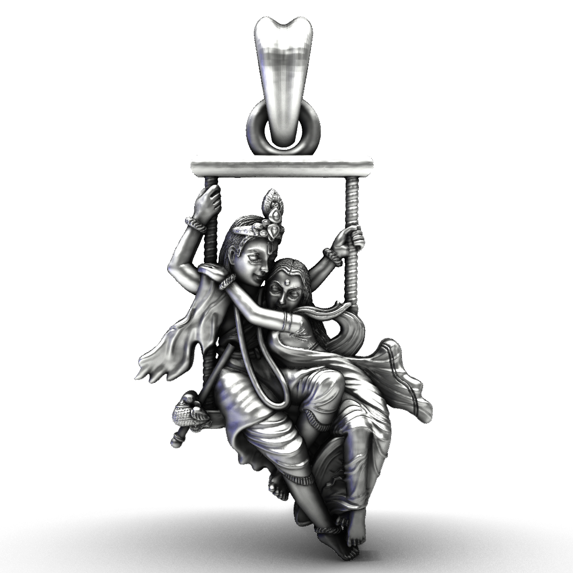 Divine Swing Radha Krishna 925 Silver Jhulan Pendant