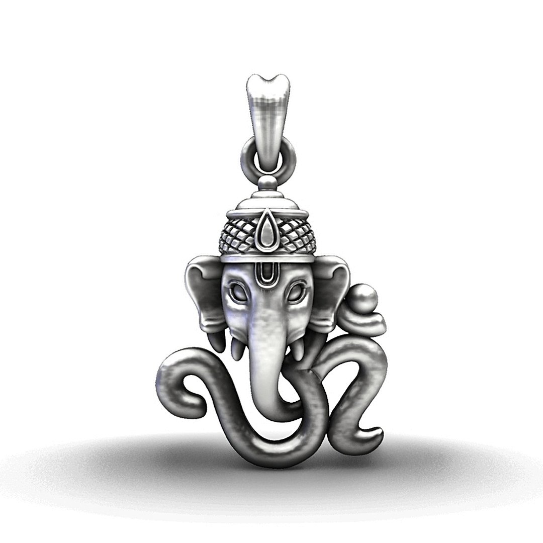 92.5 Sterling Silver Royal Om Ganesha Pendant
