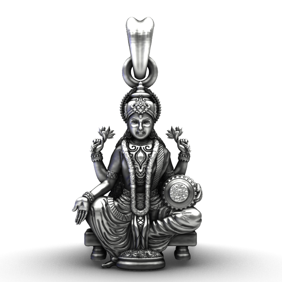 925 Sterling Silver Seated Maa Lakshmi Pendant