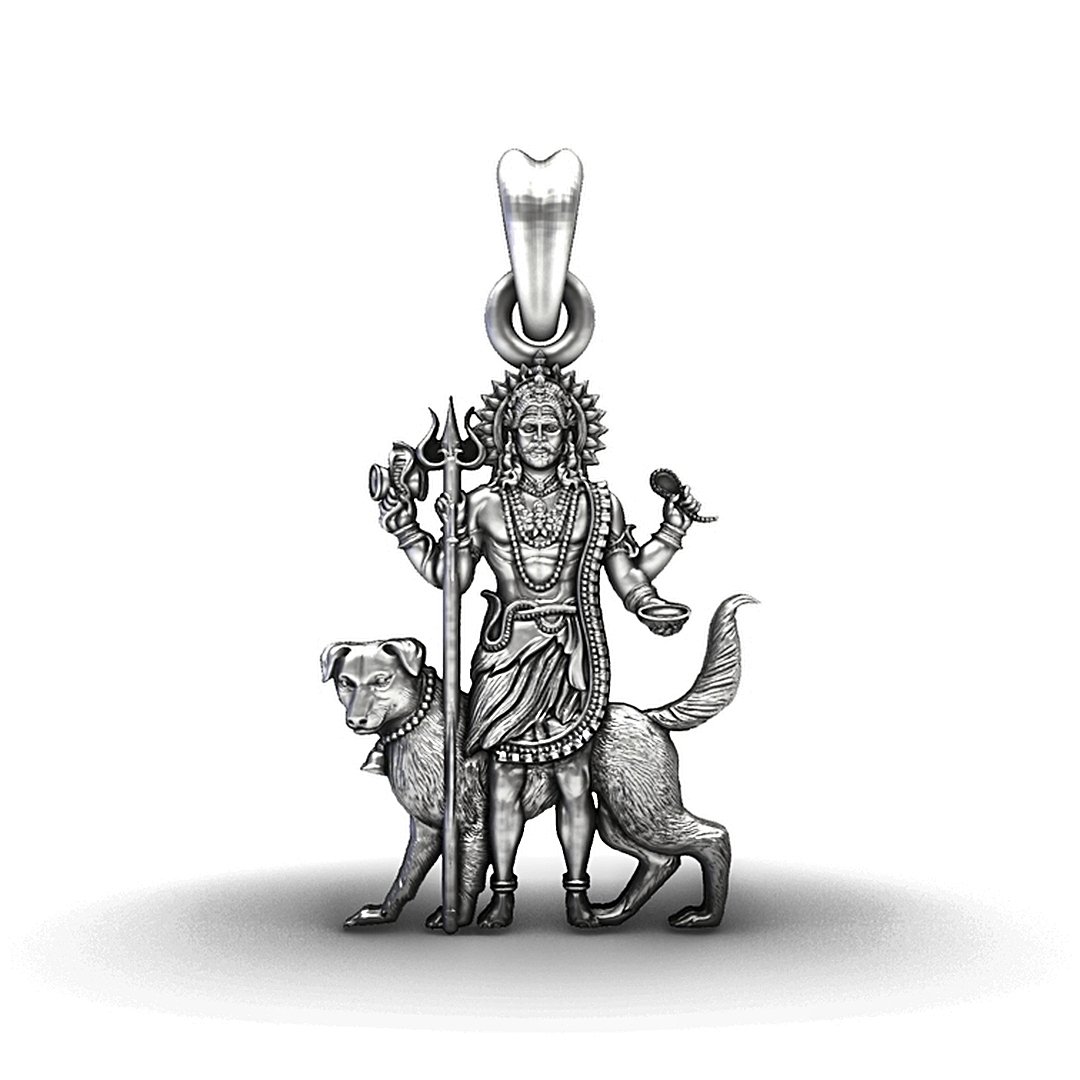 Lord Bhairava with Vahana 92.5 Silver Pendant